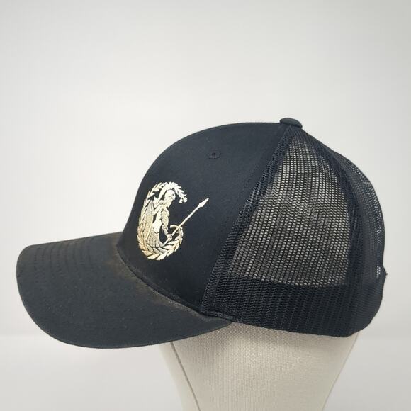 Trojan Laurel Snapback Trucker Hat Black One Size Adjustable Mesh Back Yupoong - Picture 3 of 8